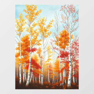 Autocollant Pour Fenêtre Arbres à bouleau d'automne Clôture de fenêtre
