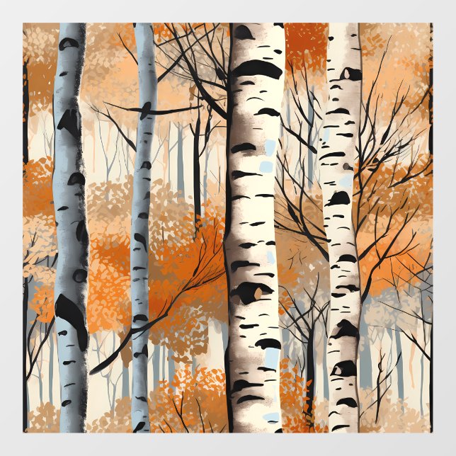 Autocollant Pour Fenêtre Arbres à bouleau d'automne Clôture de fenêtre (Feuille)