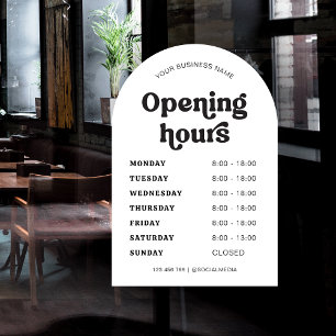 Autocollant Pour Fenêtre Arc tendance Retro Font Nom commercial Horaires d'