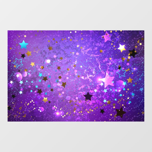 Autocollant Pour Fenêtre Arrière - plan de feuille violet avec étoiles (Feuille)