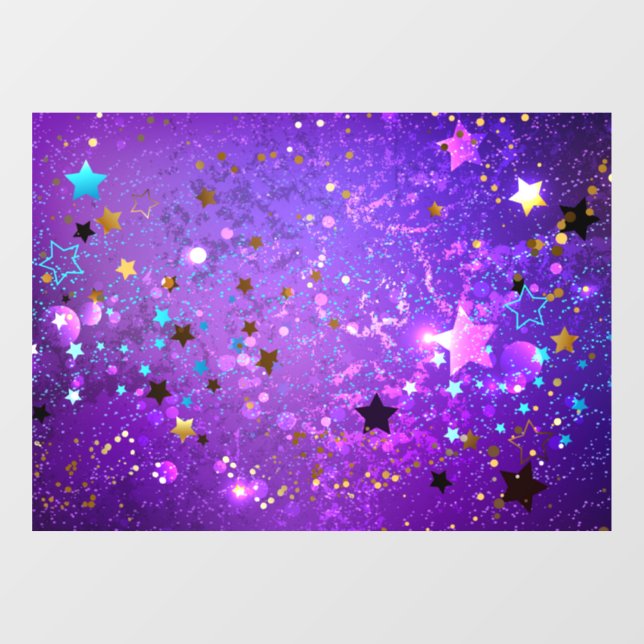 Autocollant Pour Fenêtre Arrière - plan de feuille violet avec étoiles (Feuille)