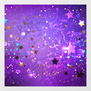 Autocollant Pour Fenêtre Arrière - plan de feuille violet avec étoiles