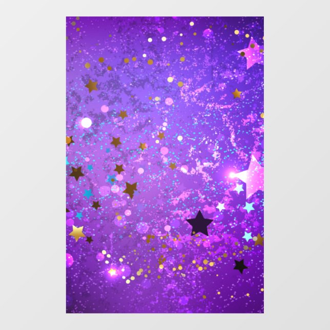 Autocollant Pour Fenêtre Arrière - plan de feuille violet avec étoiles (Feuille)