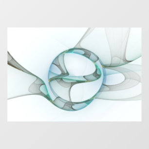 Autocollant Pour Fenêtre Art Abstrait moderne Fractal Bleu Turquoise Gris