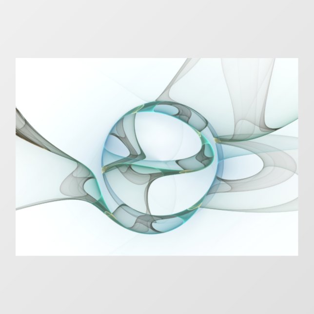 Autocollant Pour Fenêtre Art Abstrait moderne Fractal Bleu Turquoise Gris (Feuille)