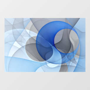 Autocollant Pour Fenêtre Art graphique fractal abstrait bleu gris moderne