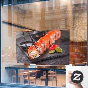 Autocollant Pour Fenêtre Assiette Japonaise Sushi Poisson Puissant Asie Jap