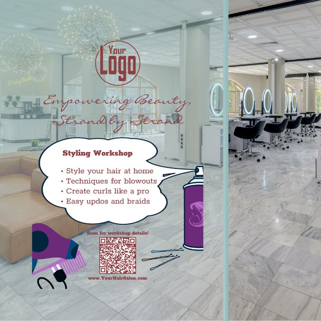 Autocollant Pour Fenêtre Atelier sur l'autonomisation de la beauté (Empowering Beauty Workshop Window Cling)