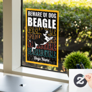 Autocollant Pour Fenêtre Attention personnalisée au Beagle de chien Avertis