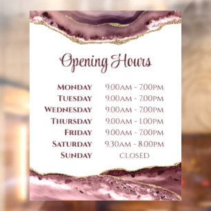 Autocollant Pour Fenêtre Autocollant de fenêtre heures d'ouverture Agate Ro