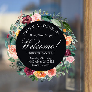 Autocollant Pour Fenêtre Automne Fleur Rose Fleur Floral Wreath Business
