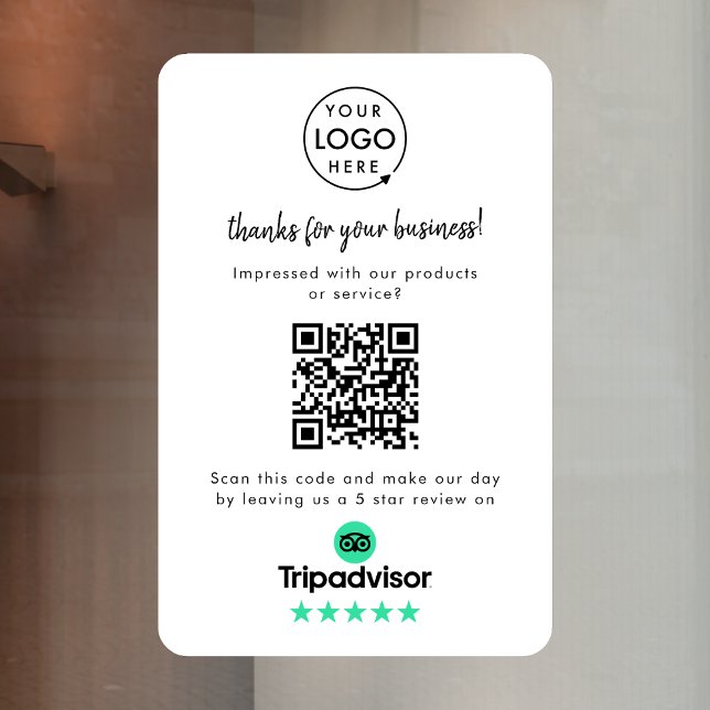 Autocollant Pour Fenêtre Avis Tripadvisor | Code QR de l'avis sur l'entrepr (Gain Tripadvisor reviews & grow your business with this rating request editable window cling sign.)