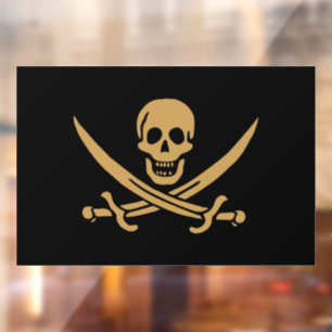 Autocollant Pour Fenêtre Aztec Gold Crâne et cutlass Pirate Calico Jack