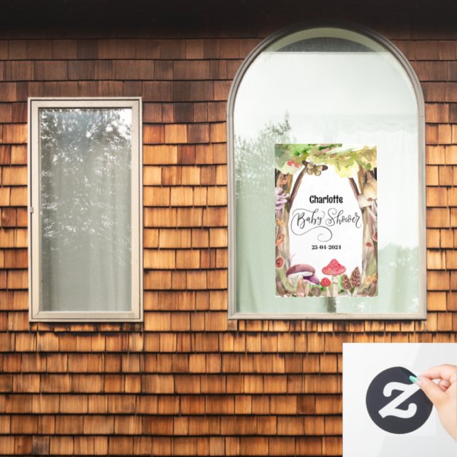 Autocollant Pour Fenêtre baby shower de champignons forêt (Fenêtre d'accueil)