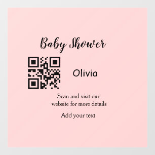 Autocollant Pour Fenêtre Baby shower rose simple q r code ajouter le texte 