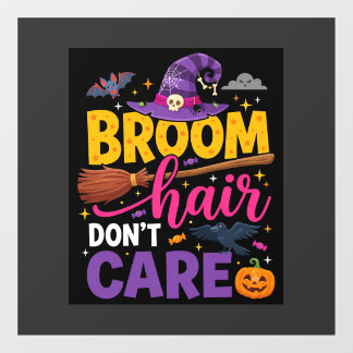 Autocollant Pour Fenêtre Balai d'Halloween Citation de Sorcière Cheveux N'i