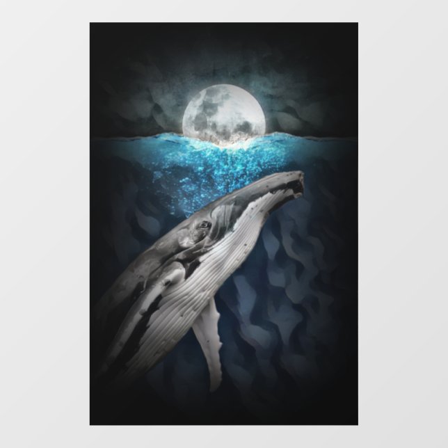 Autocollant Pour Fenêtre Baleine au clair de lune (Feuille)