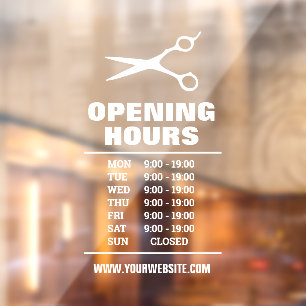 Autocollant Pour Fenêtre Barber shop salon de coiffure heures d'ouverture F