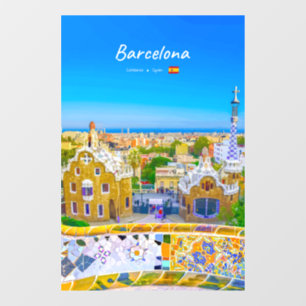 Autocollant Pour Fenêtre Barcelone, Espagne - Parc Guell Mosaïque Gaudi
