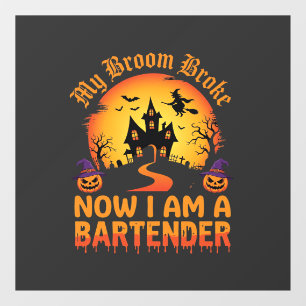 Autocollant Pour Fenêtre Barman Halloween Maison Hantée Sorcière Citrouille