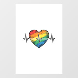 Autocollant Pour Fenêtre Battement de coeur arc-en-ciel Gravure vintage Des