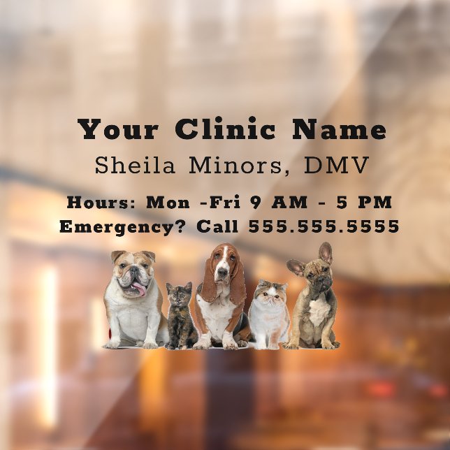 Autocollant Pour Fenêtre Beau Chiens heureux et Vétérinaire de chat  (Feuille 2)