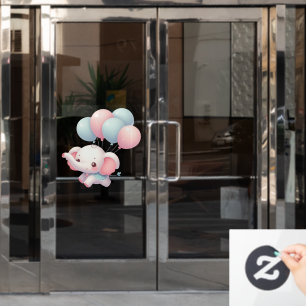 Autocollant Pour Fenêtre bébé éléphant avec ballons
