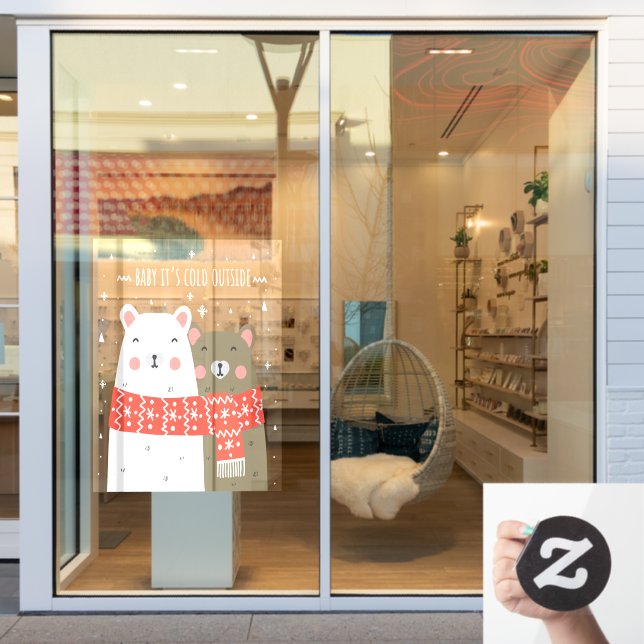 Autocollant Pour Fenêtre Bébé il fait froid dehors Oursons mignons Entrepri (Vitrine du magasin)