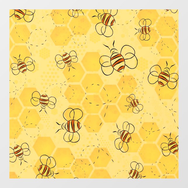 Autocollant Pour Fenêtre Bee Buzzing Honey Bees mignonne (Feuille)