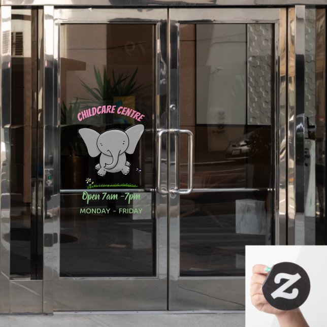 Autocollant Pour Fenêtre Belle adorable dessin d'éléphant bébé (Porte de bureau)