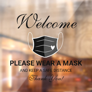 Autocollant Pour Fenêtre Besoin d'un Masque noir mignon Accueil d'entrepris