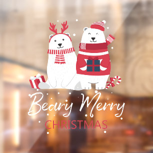 Autocollant Pour Fenêtre Beurre polaire Joyeux Noël ID851