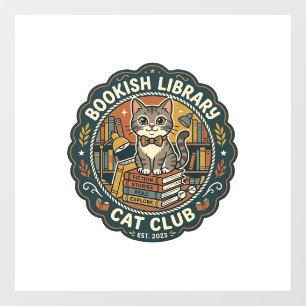 Autocollant Pour Fenêtre Bibliothèque livresque Chat POD Vector Art - Bibli