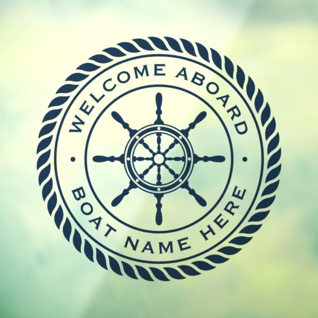 Autocollant Pour Fenêtre Bienvenue à bord du nom de bateau roue du bateau n (Feuille 3)