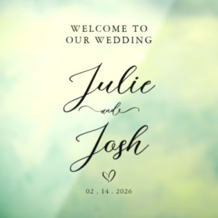 Autocollant Pour Fenêtre Bienvenue à notre mariage élégant