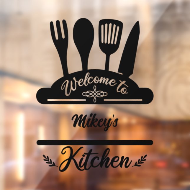 Autocollant Pour Fenêtre Bienvenue customisé Dans La Cuisine (Feuille 2)