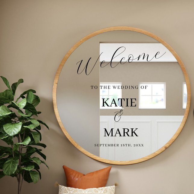 Autocollant Pour Fenêtre Bienvenue Élégant À Notre Signal Mariage Decal (Elegant Welcome To Our Wedding Sign Decal)