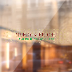 Autocollant Pour Fenêtre Bienvenue Entreprise Noël Merry Bright Or