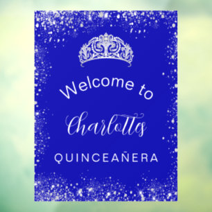 Autocollant Pour Fenêtre Bienvenue pailleté bleu royal argenté pour Quincea