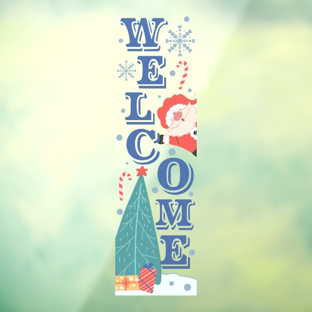 Autocollant Pour Fenêtre Bienvenue Vacances d'hiver Noël mignonne Père Noël (Feuille 3)