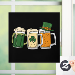 Autocollant Pour Fenêtre Bières Irlandaises Drapeau de l'Irlande Saint-Patr