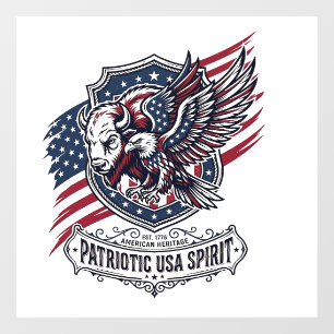 Autocollant Pour Fenêtre Bison Aigle Patriotique Crête Animal Hybride Patri