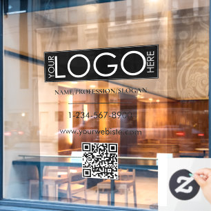 Autocollant Pour Fenêtre Black Company Logo Storefront QR Code Coordonnées