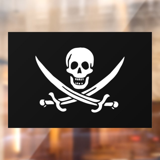 Autocollant Pour Fenêtre Blanc, Drapeau Pirate Calico Jack, Crâne & Cutlass (Feuille 2)