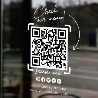 Autocollant Pour Fenêtre Blanc Transparent Business QR Code Social Media
