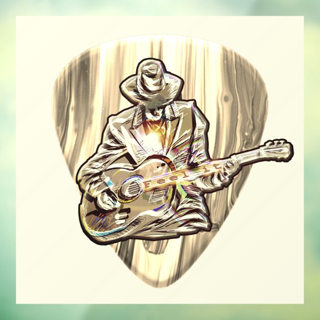 Autocollant Pour Fenêtre Blues Musicien derrière Pick - Sentez la musique (Feuille 3)