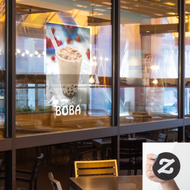 Autocollant Pour Fenêtre Boba Tea Bubble Boire Publicité (Fenêtre du restaurant)