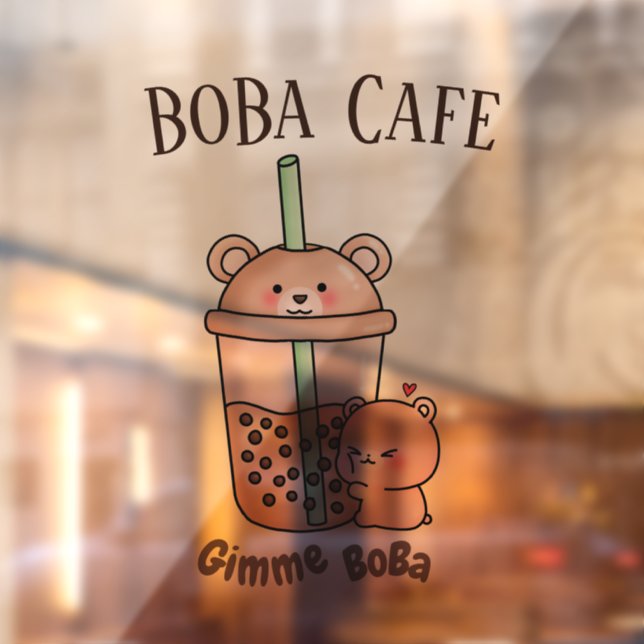 Autocollant Pour Fenêtre Boba Tea, Buble lait thé (Feuille 2)