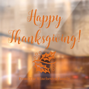 Autocollant Pour Fenêtre Bon thanksgiving personnalisé orangé feuillage