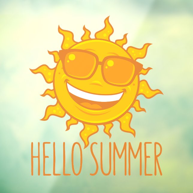 Autocollant Pour Fenêtre Bonjour Soleil Été Avec Lunettes De Soleil (Feuille 3)